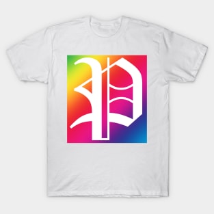 Rainbow White Letter P T-Shirt